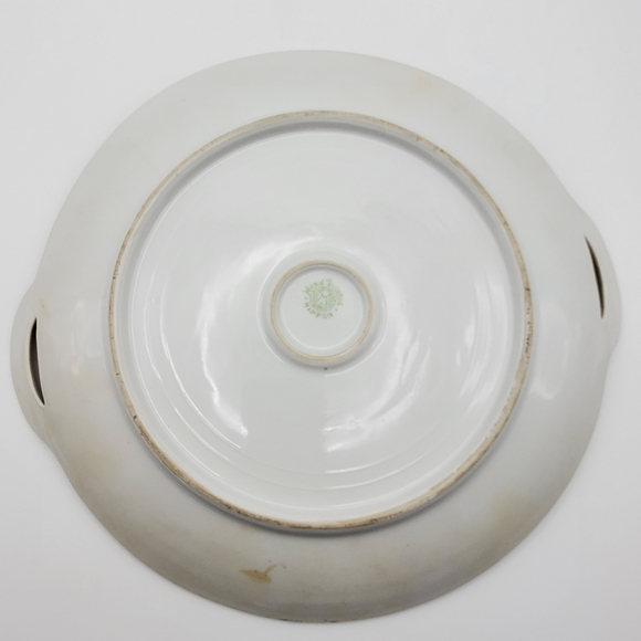 Noritake Hand Painted Porcelain Cake Plate Gilded Handled Lake Scene Platter - Picture 5 of 6